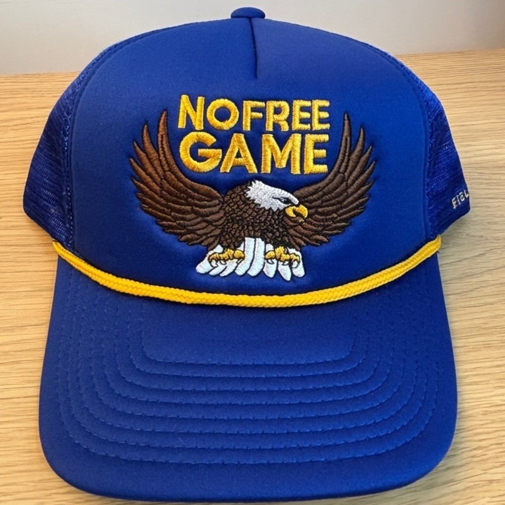 Field Grade No Free Game Eagle Trucker Hat Royal Blue Snapback Mesh Cap NYC‎